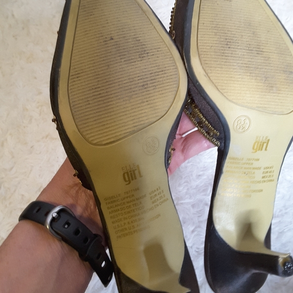 Elle Girl Giselle brown gold sequin mule 8.5 - Picture 5 of 9